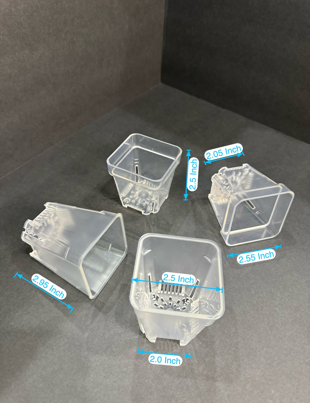 2.55 inch Square Clear Pot | Clear Square Small Pot | Clear Pot