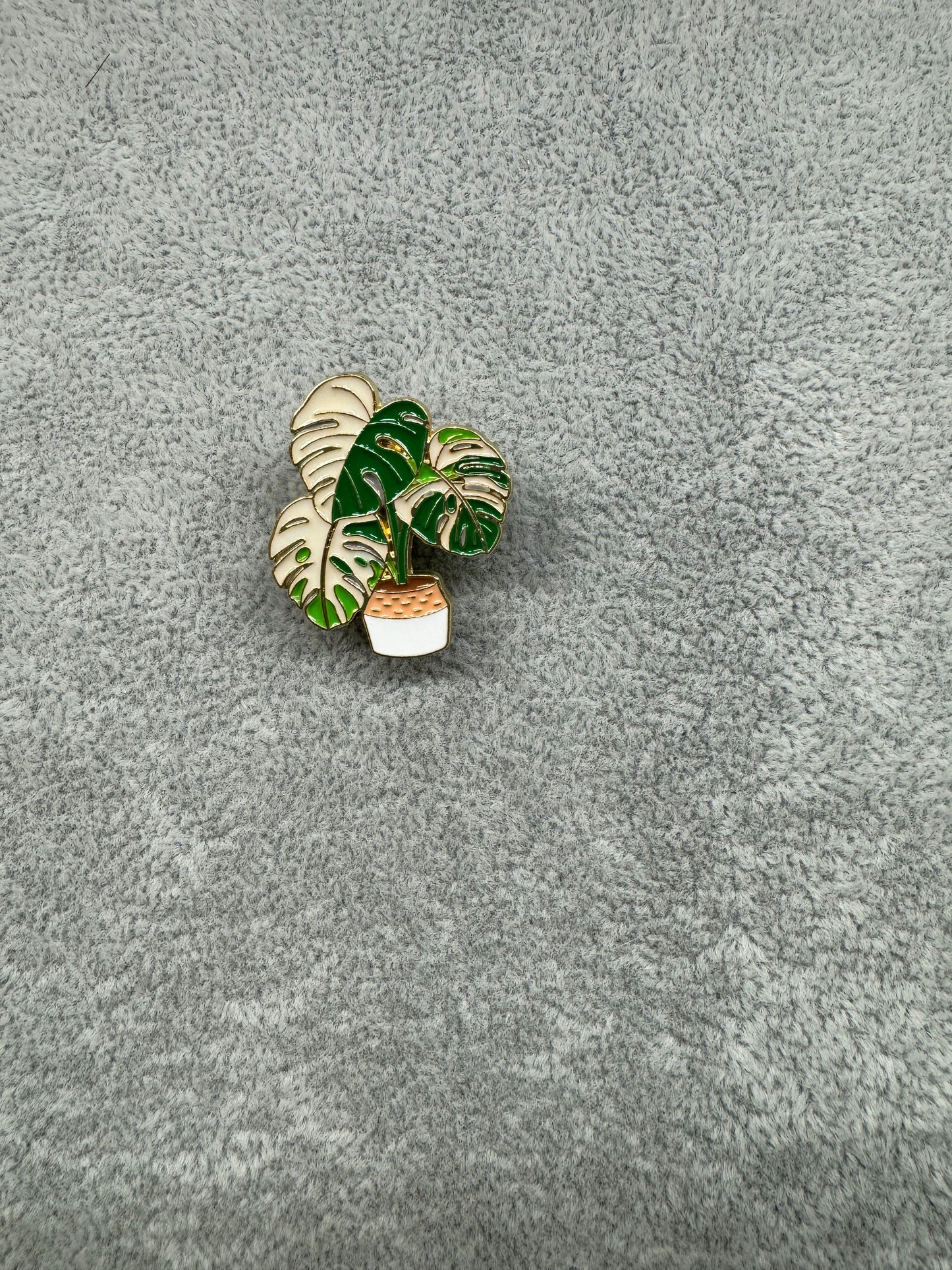 Monstera Albo Enamel Pin | Variegated Monstera Enamel Pin | Potted plant enamel pin | Plant Lover enamel pin