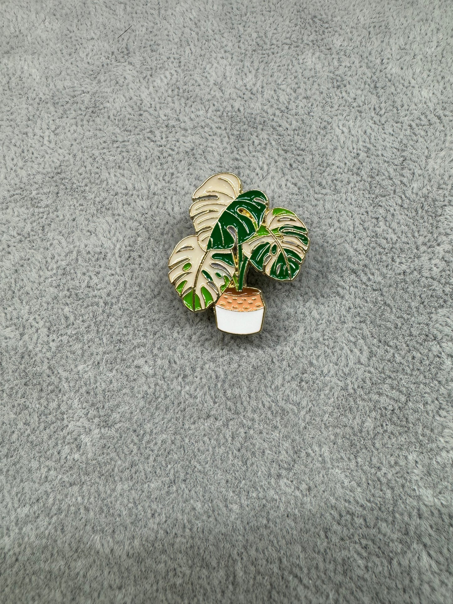 Monstera Albo Enamel Pin | Variegated Monstera Enamel Pin | Potted plant enamel pin | Plant Lover enamel pin