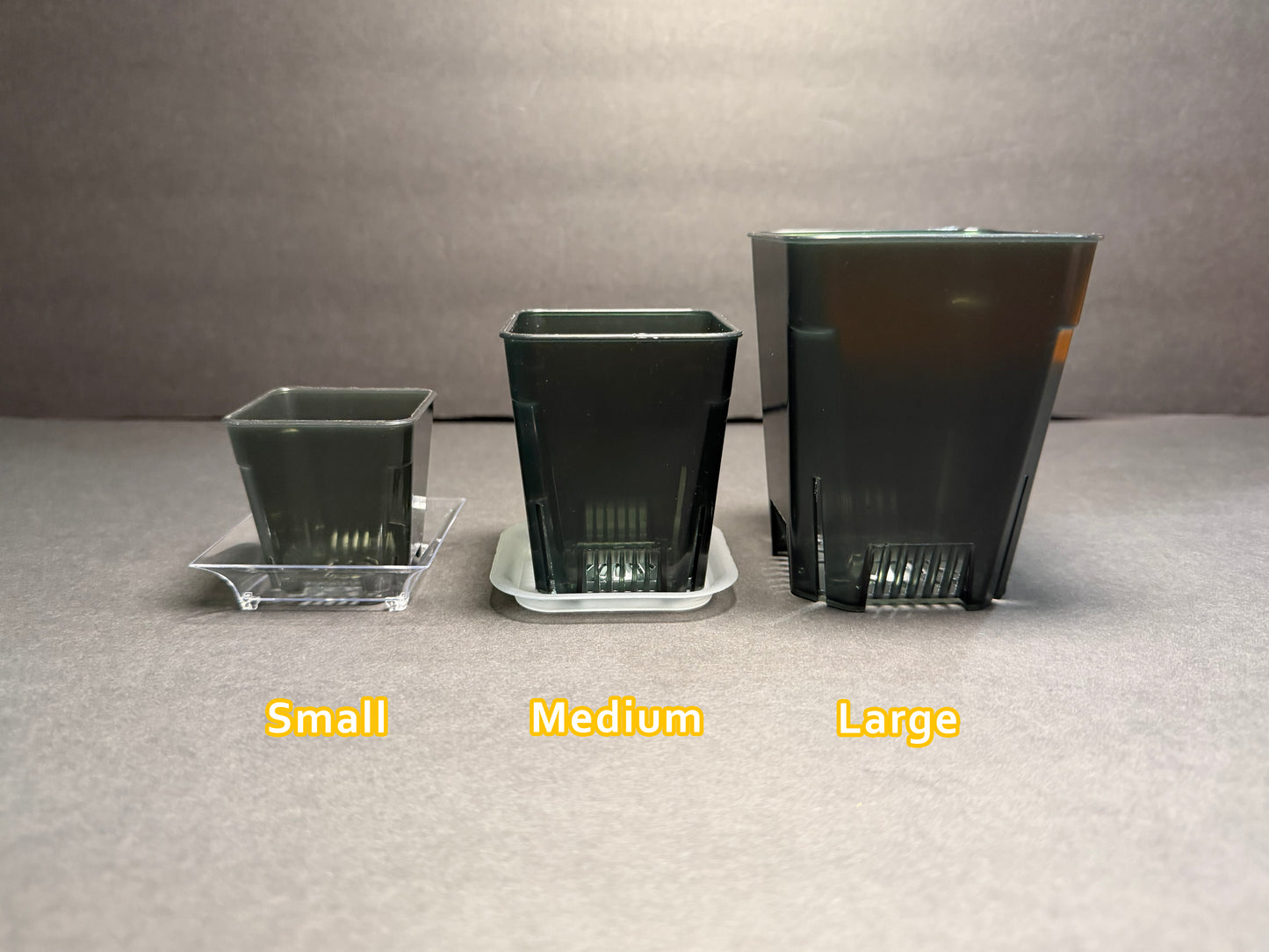 Black Clear Square Tall Planter Pots β Small / Medium / Large