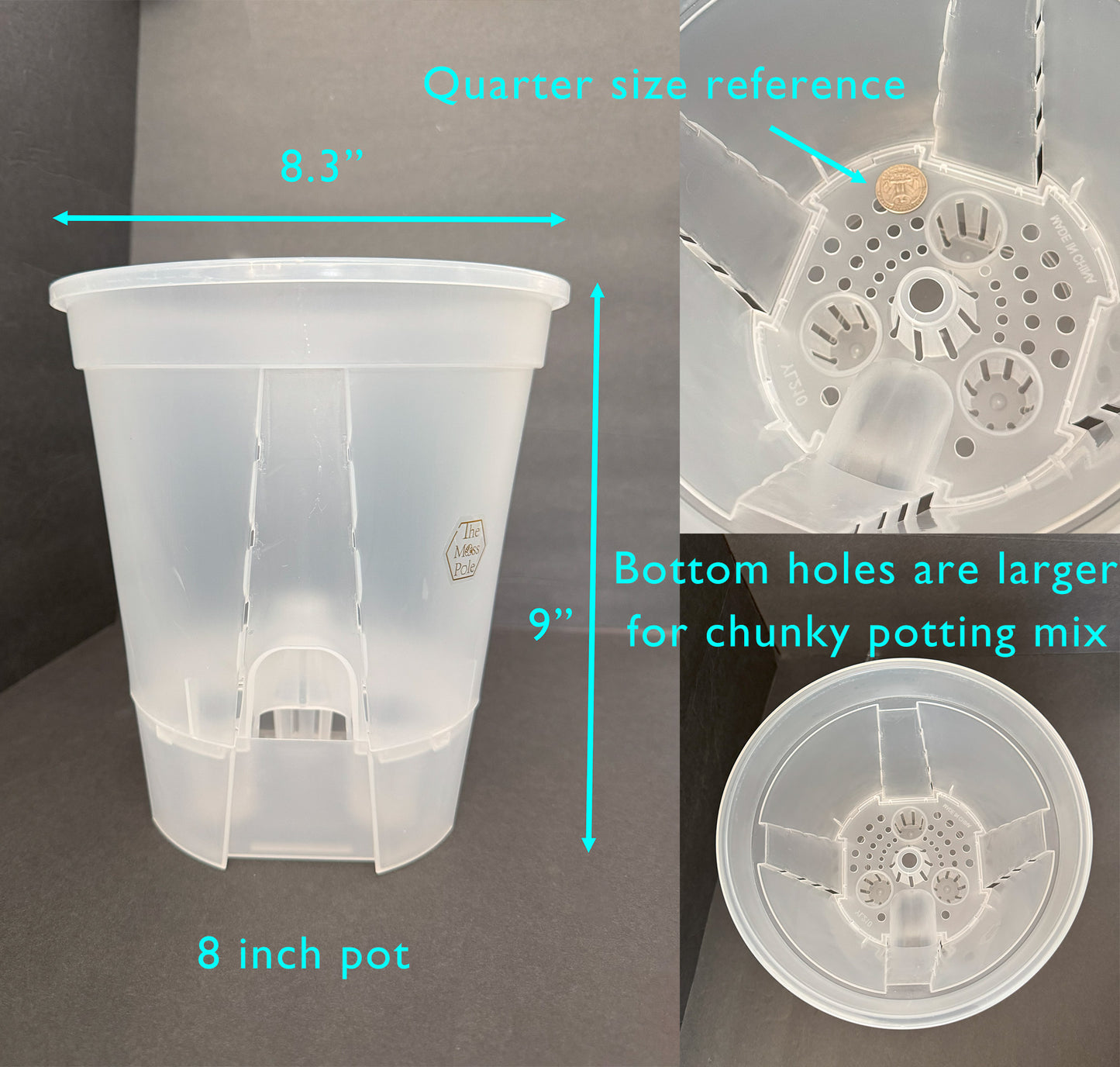 Clear Self-Watering Pot – 4" 5" 6" 7" 8" Sizes | Transparent Plastic Planter for Indoor Plants | Optional Wick + O-Ring