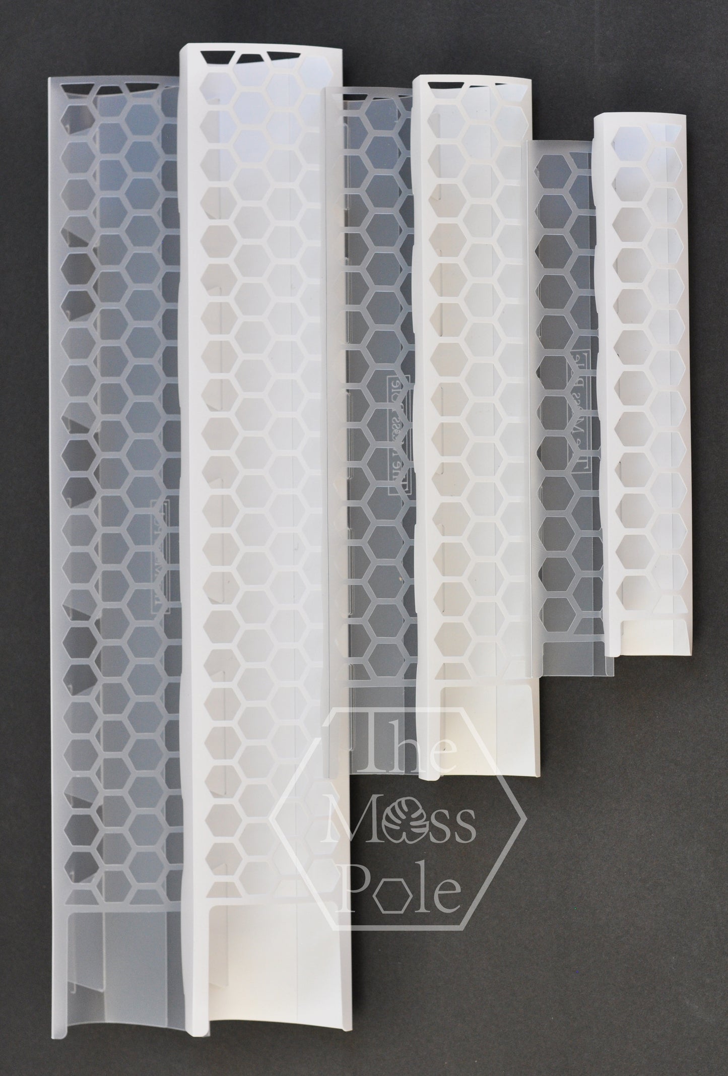 Stackable Moss pole for climbing plants. Clear plant trellis, white plant pole, black plant support