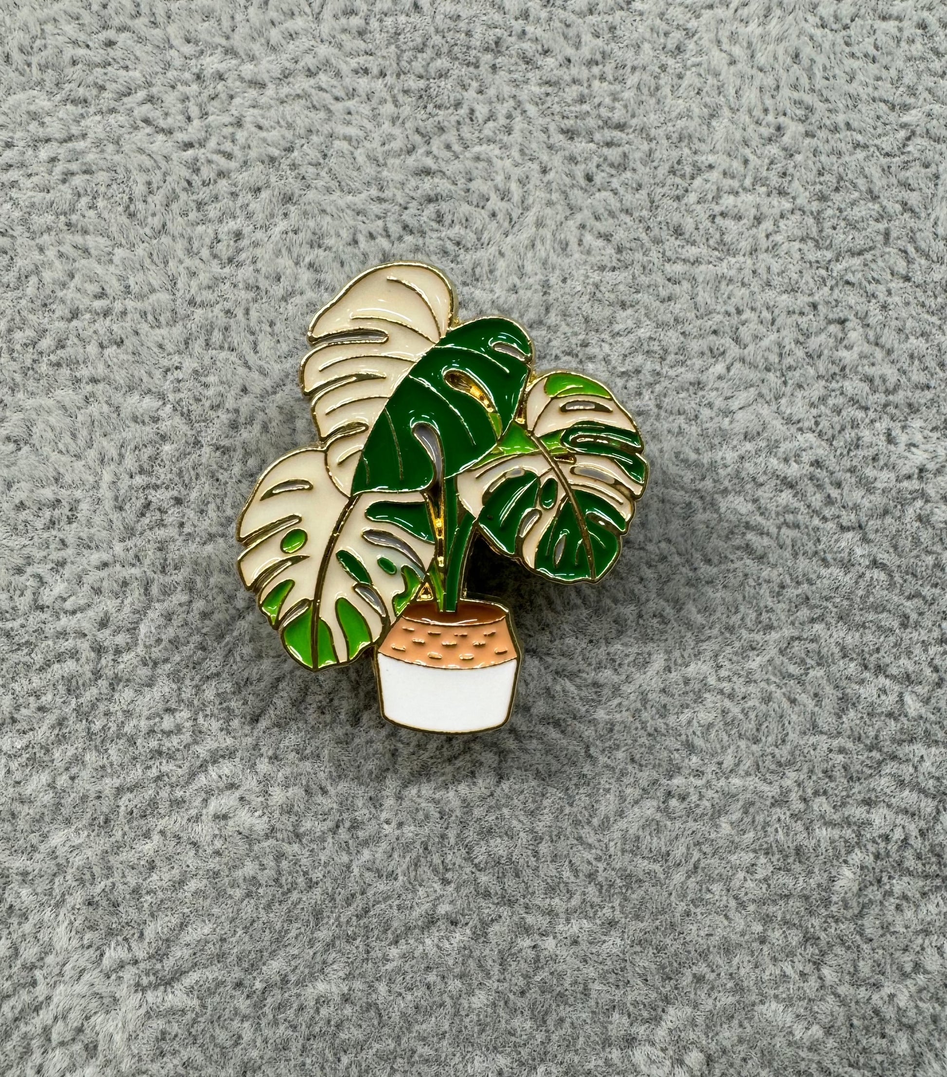 monstera albo moss pole Monstera Albo Enamel Pin | Variegated Monstera Enamel Pin | Potted Plant Enamel Pin