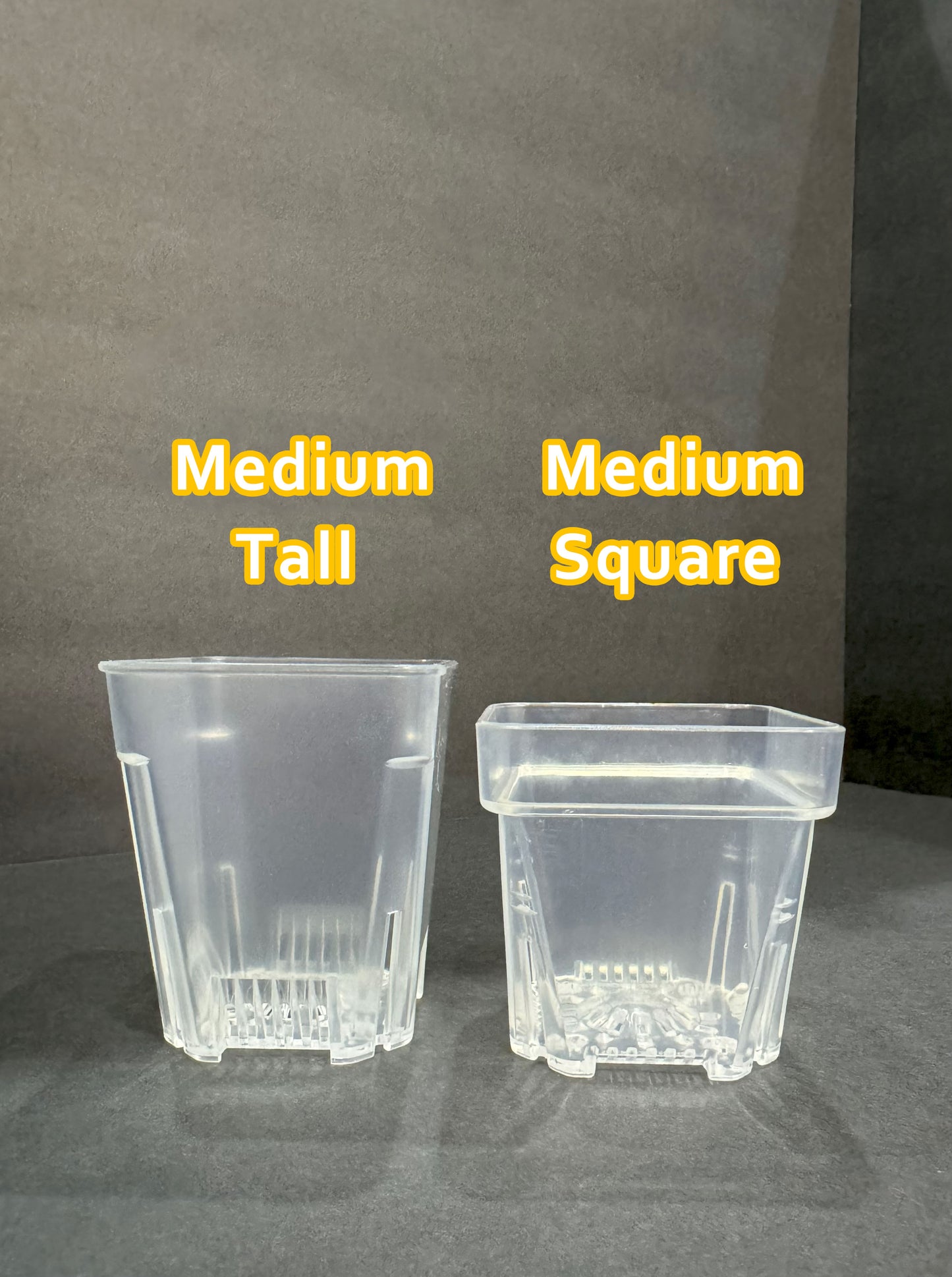 Clear Square Pots and Clear Square Tall Planter Pots — Small / Medium / Large with great airflow and drainage