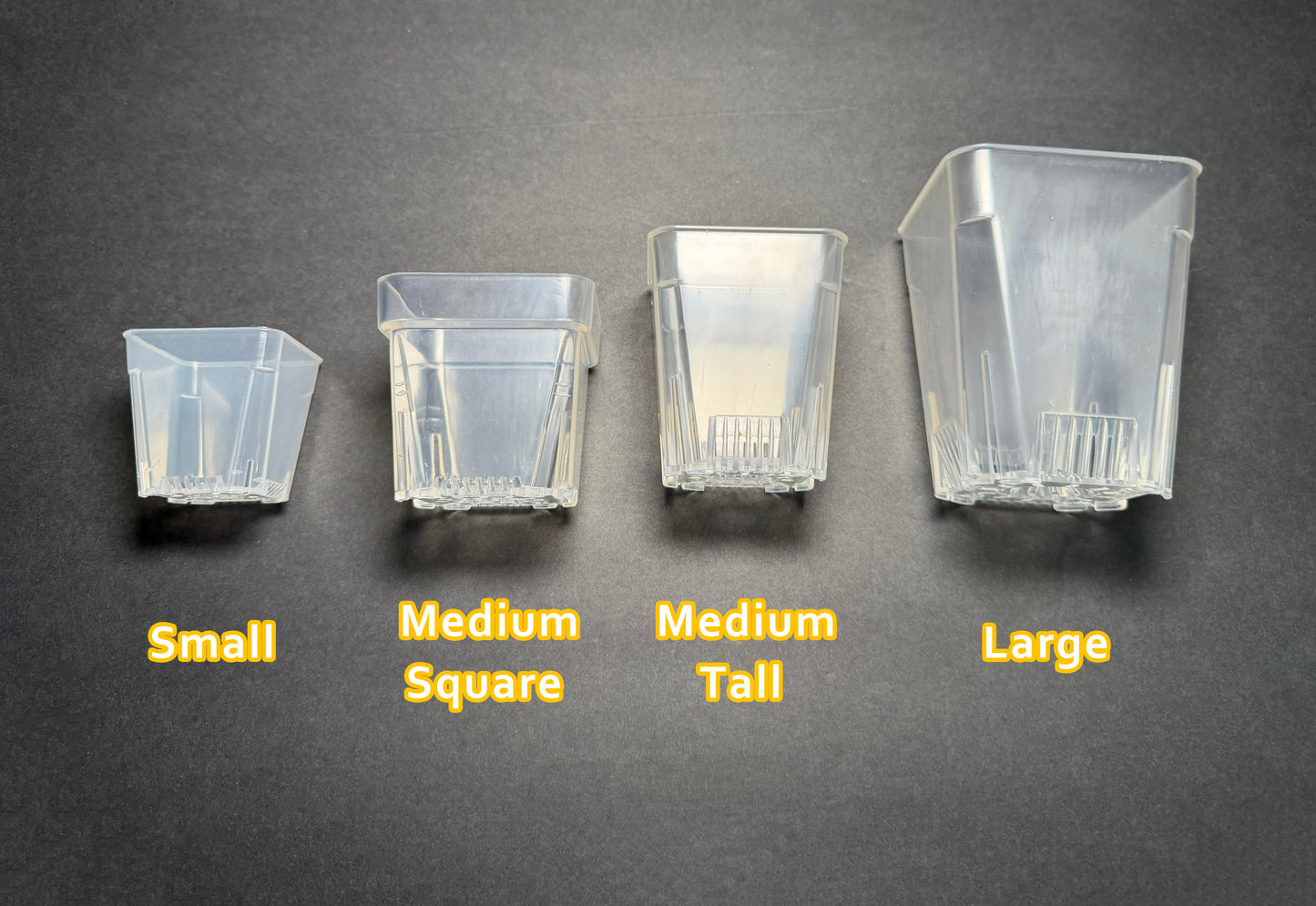 Clear Square Pots and Clear Square Tall Planter Pots — Small / Medium / Large with great airflow and drainage