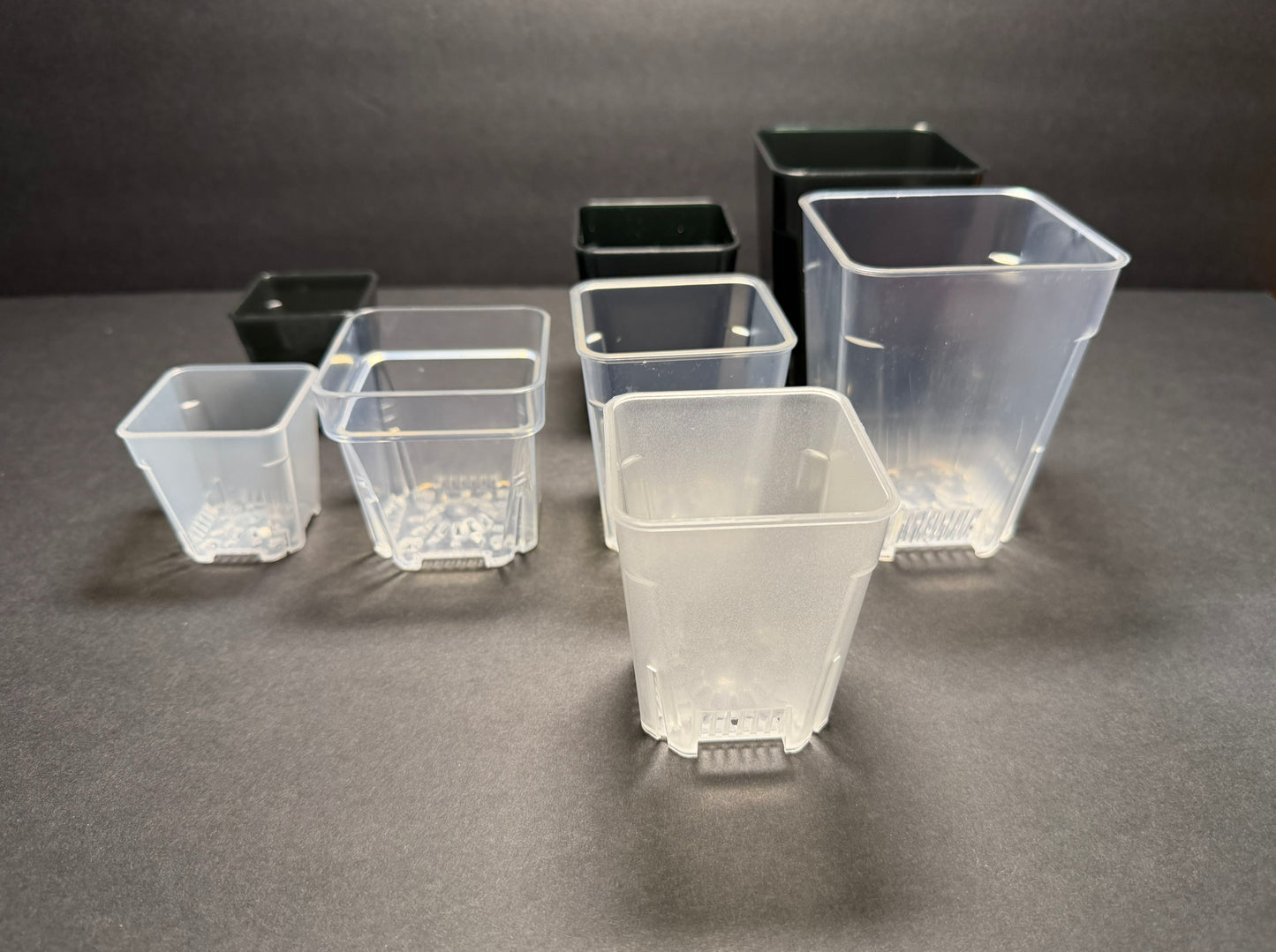Clear Square Pots and Clear Square Tall Planter Pots — Small / Medium / Large with great airflow and drainage