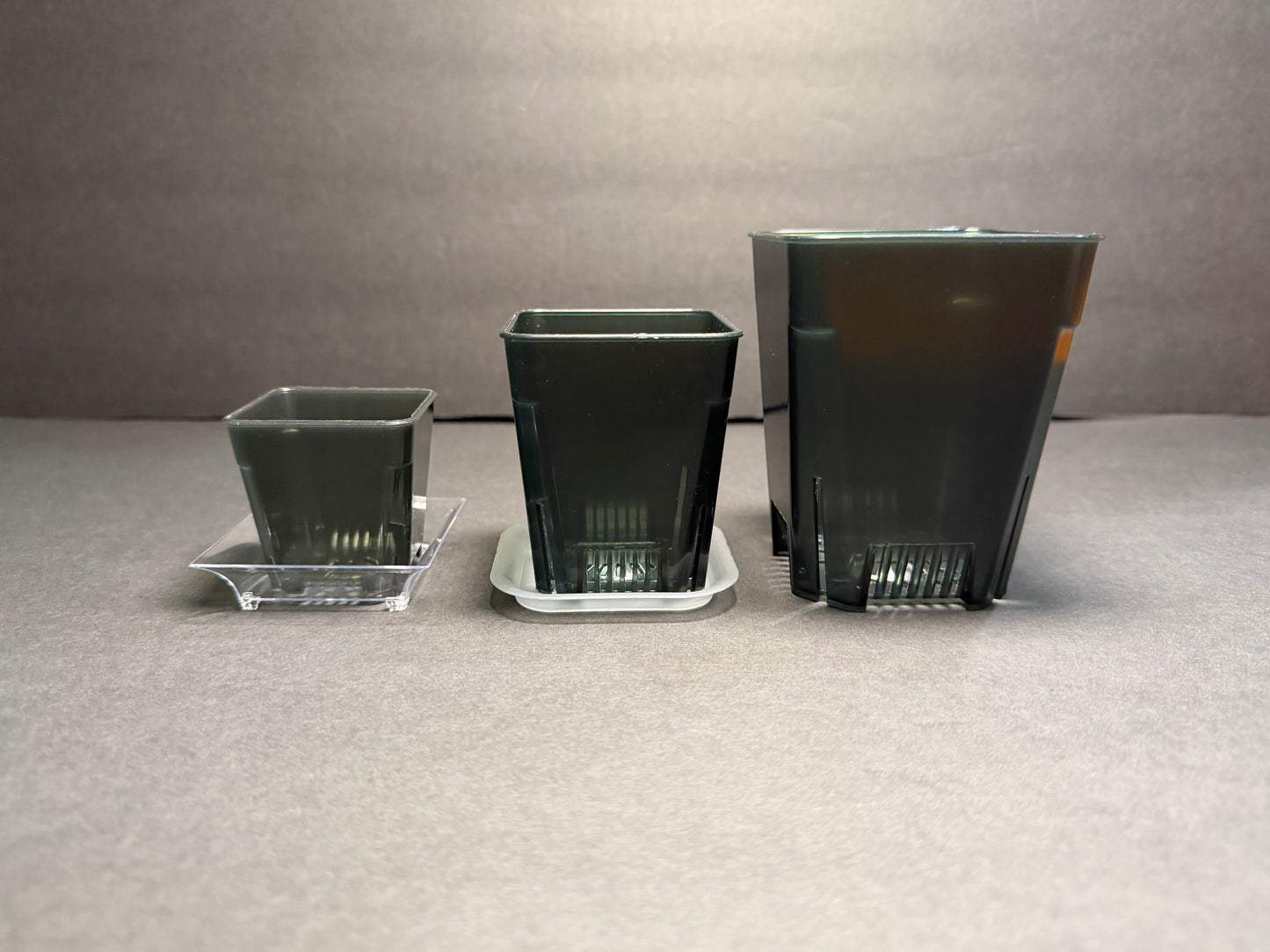 Black Clear Square Tall Planter Pots — Small / Medium / Large