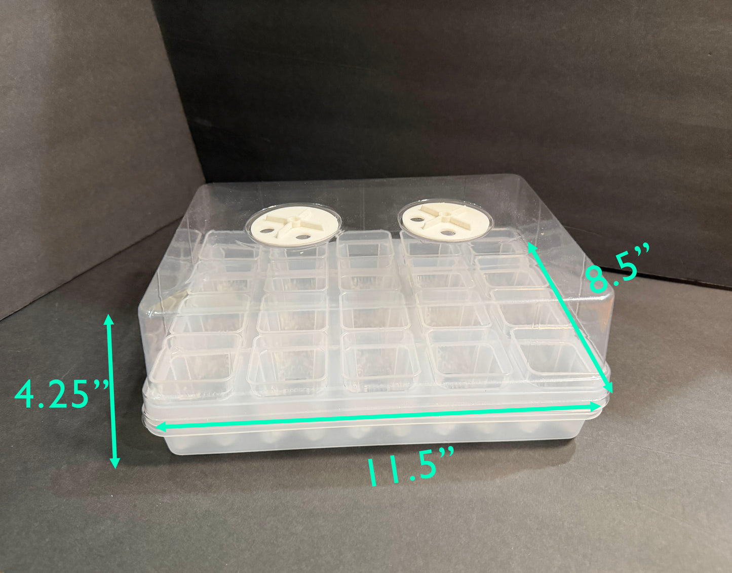 Seed Starter Kit with Dome | Propagation Tray System with 20 Clear/Black Clear Pots | Seed Germination, Cuttings & Indoor Growing Setup
