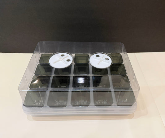 Black Clear Seedling Starter Kit with Dome | Propagation Tray System with 20 Smoke 2” Pots for Germination & Cuttings