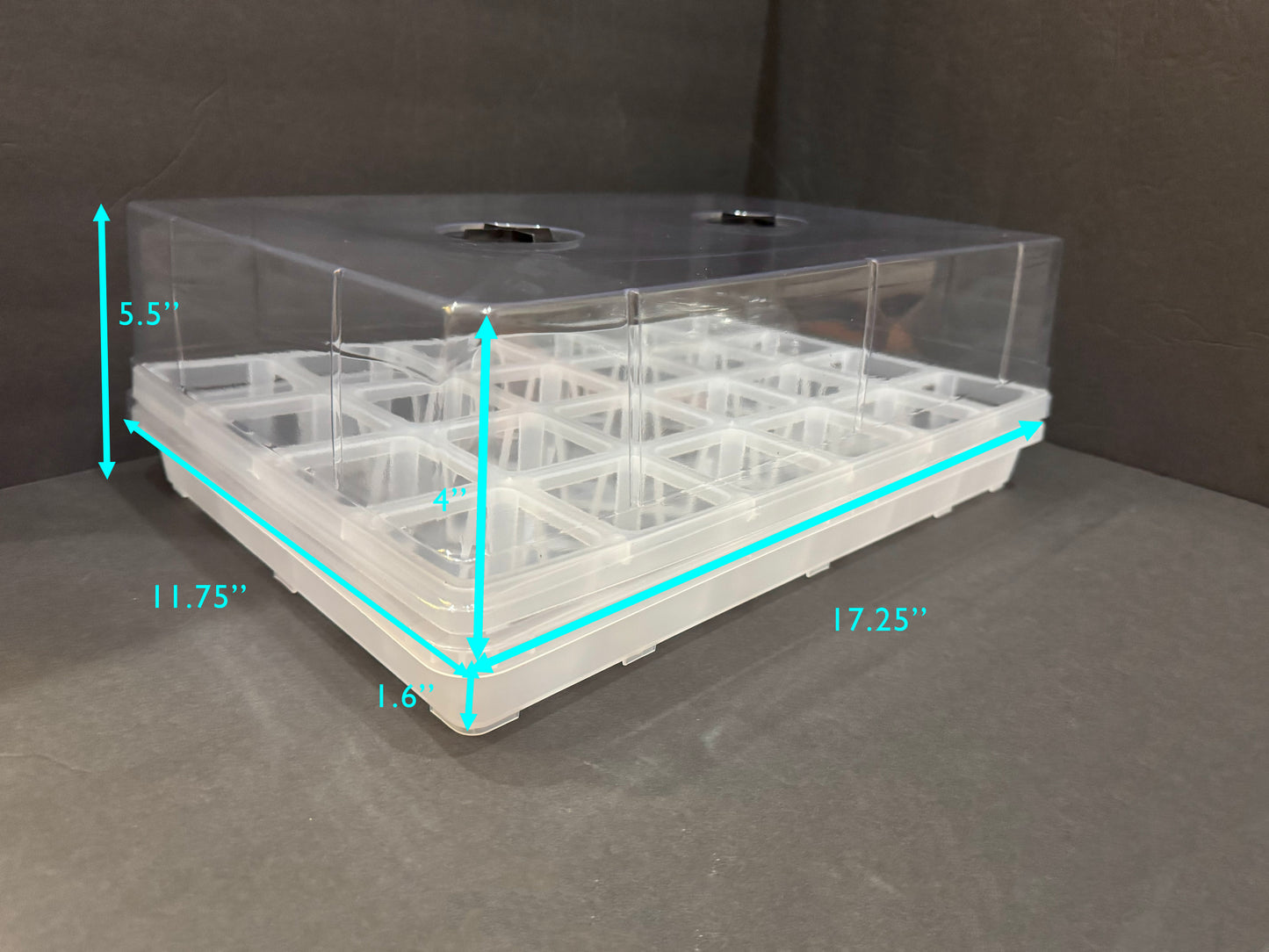 Propagation Tray with Dome Set | 24 Clear Square Seedling Pots | Pot Holder Shuttle Carry Tray and Dome Set