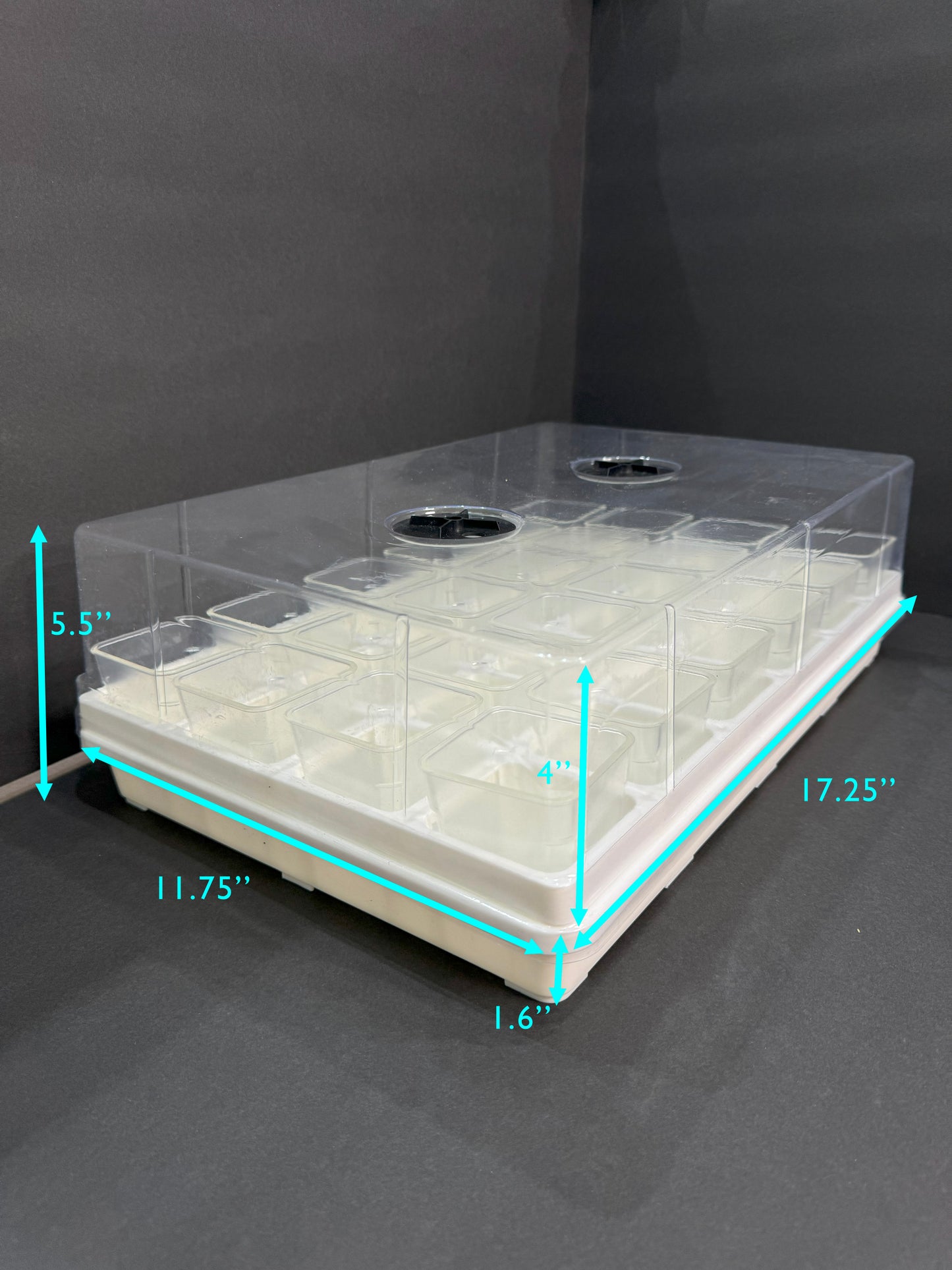 Propagation Tray with Dome Set | 24 Clear Square Seedling Pots | Pot Holder Shuttle Carry Tray and Dome Set